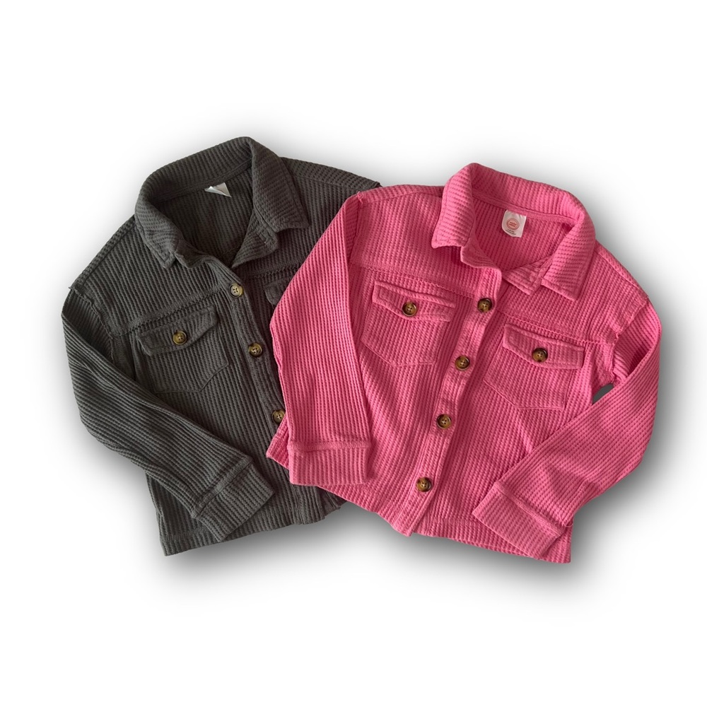Wonder Nation Girls Waffle Knit Button-Up Tops Bundle Size 6–6X 💗🖤